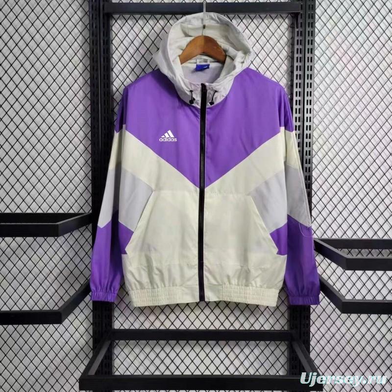 23-24 Adidas White Purple Windbreaker