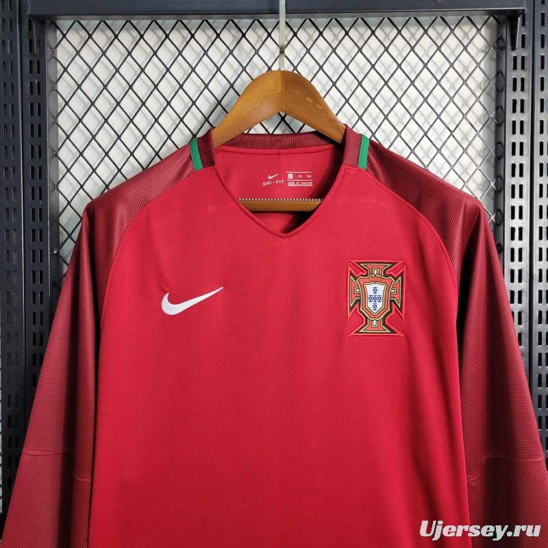Retro 2016  Portugal Home Long Sleeve Jersey