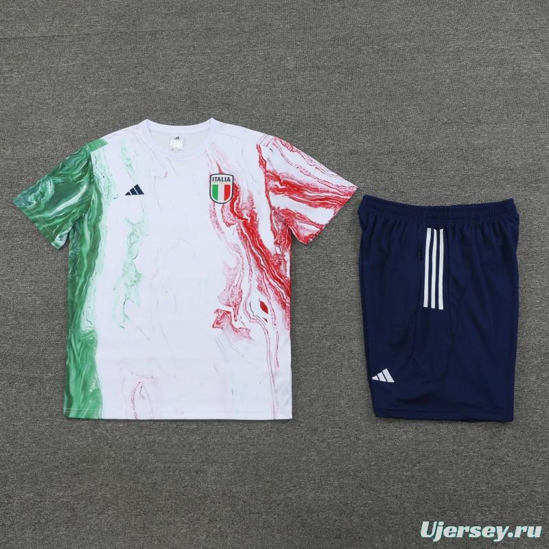 2023 Italy FIGC White Short Sleeve+Shorts