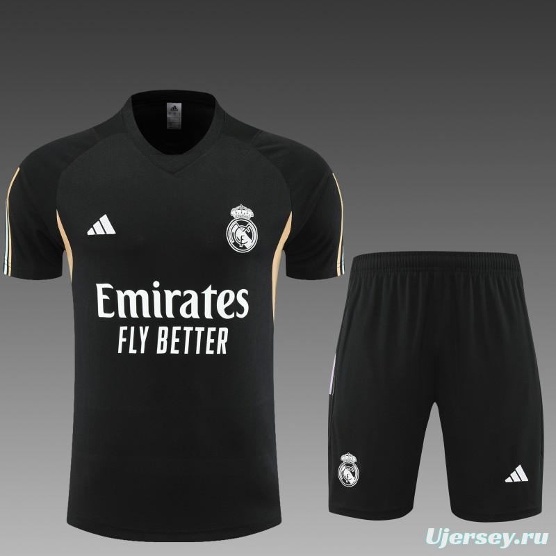 23 24 Real Madrid Black Short Sleeve+Shorts