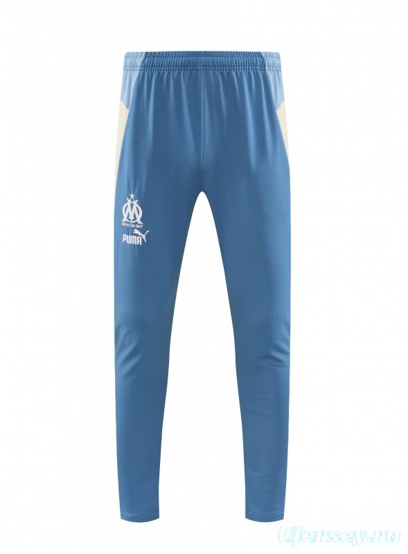 23/24 Olympique Marseille Blue Half Zipper Hoodie Jacket +Pants