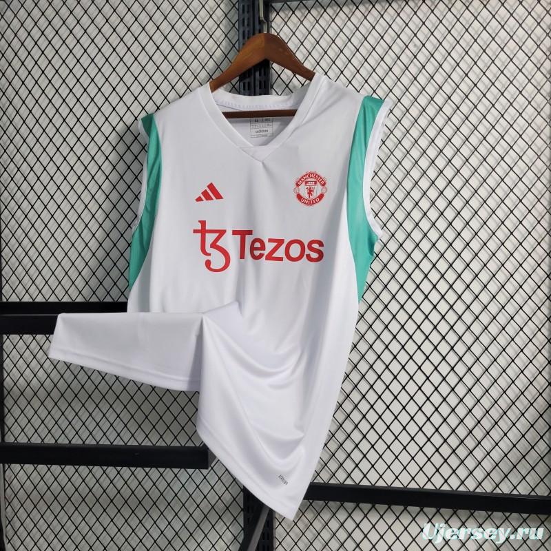 23-24 Manchester United White Training Vest Jersey