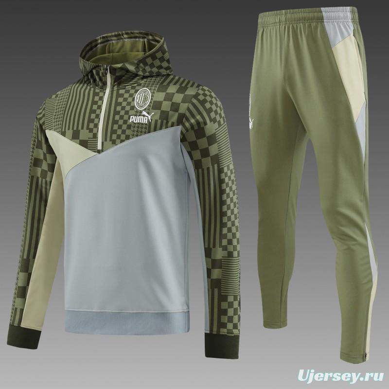 23/24 PUMA Green Grey Hoodie Half Zipper Jacket+Pants