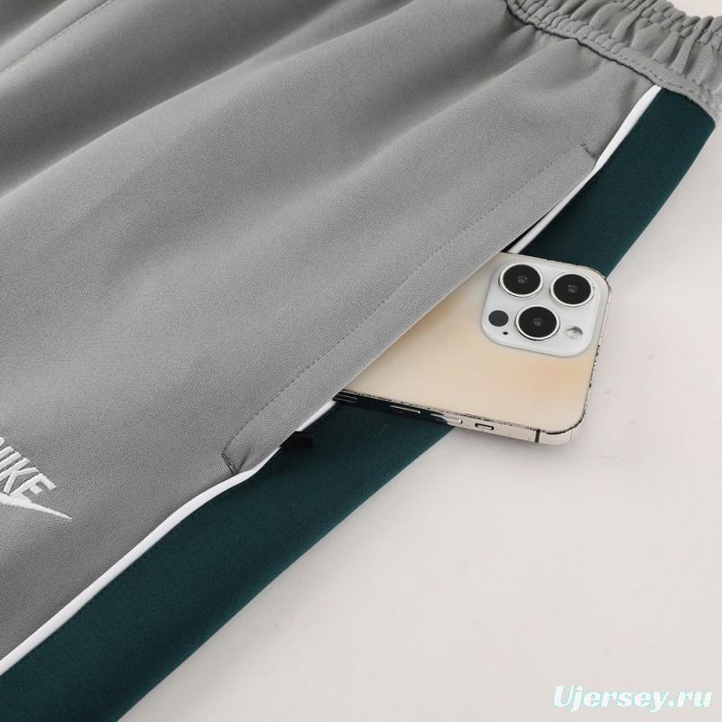 2023 NIKE Grey/Dark Green Hoodie Full Zipper Jacket +Pants