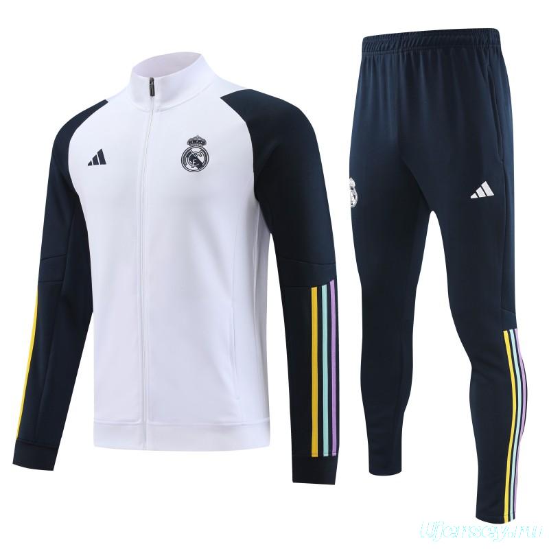 23/24 Real Madrid White Full Zipper Jacket+Pants