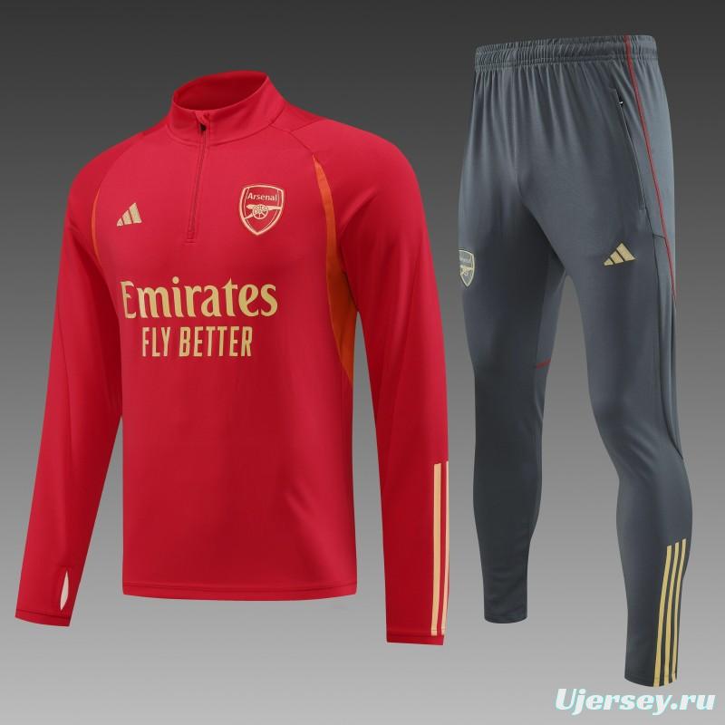 23/24 Arsenal Red Half Zipper Jacket+ Pants