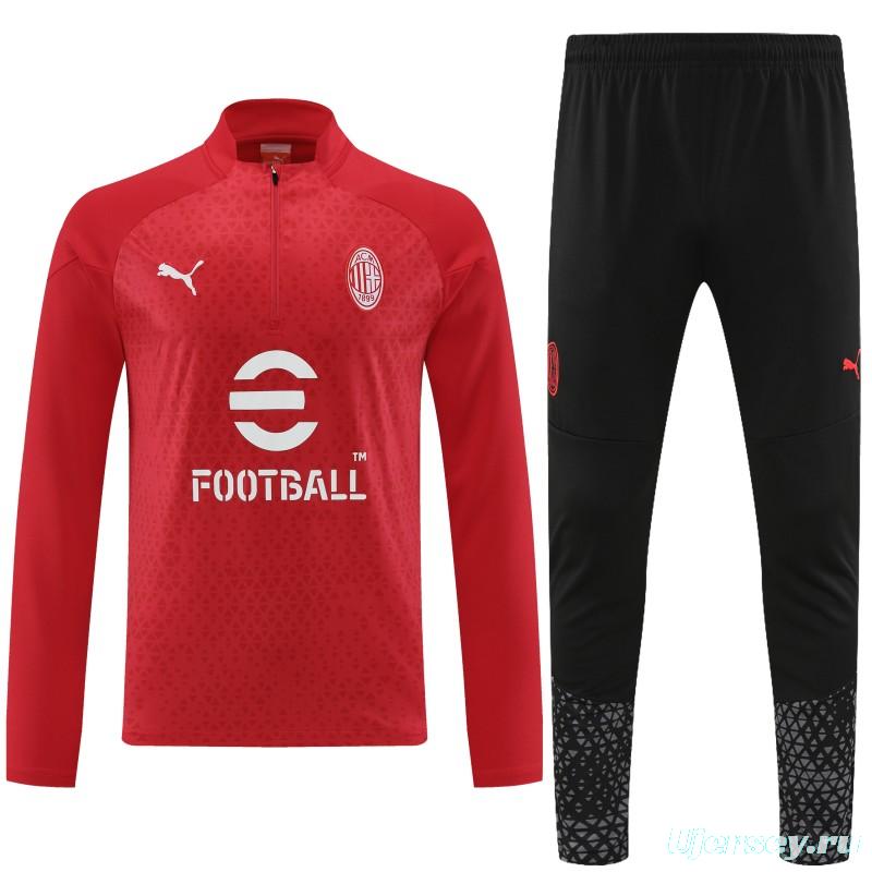 23/24 AC Milan Red Half Zipper Jacket+ Pants