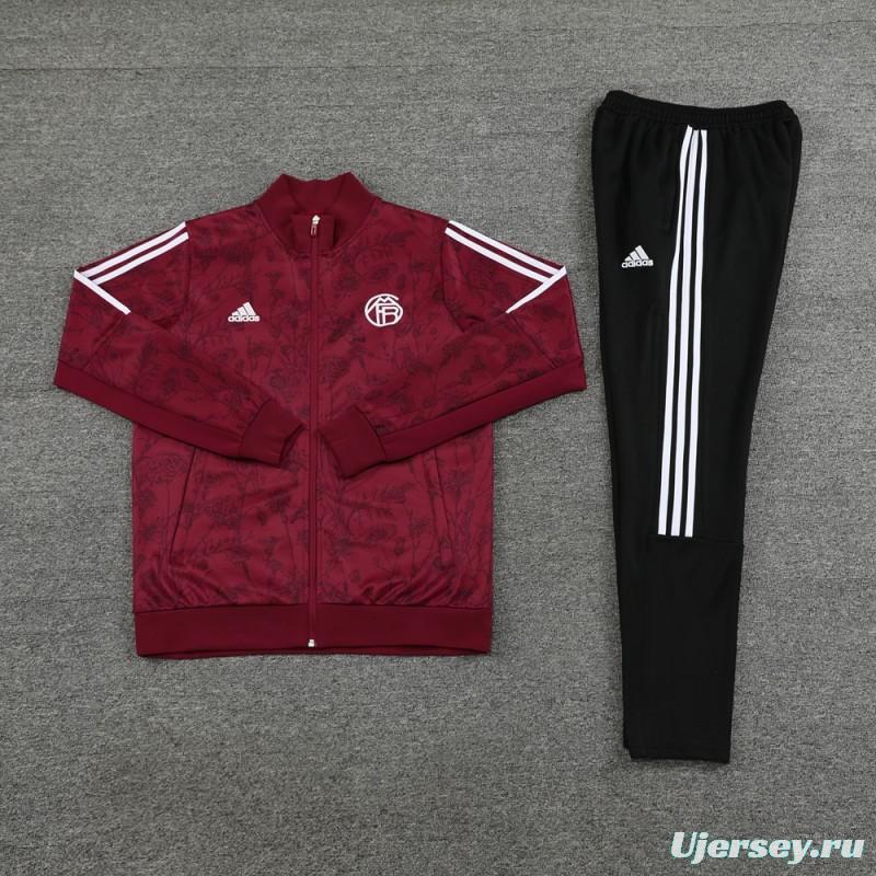 23/24 Bayern Munich Wine Full Zipper Jacket+Pants