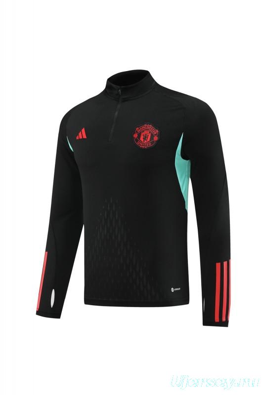 23/24 Manchester United Black Half Zipper Jacket+Pants