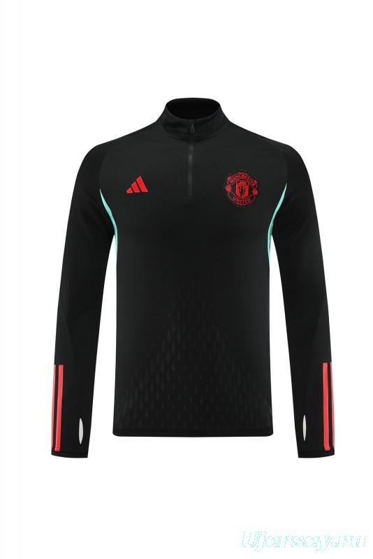 23/24 Manchester United Black Half Zipper Jacket+Pants