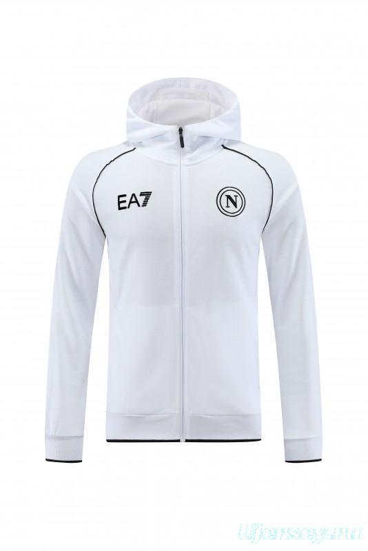 23/24 Napoli White Full Zipper Hoodie Jacket+Pants