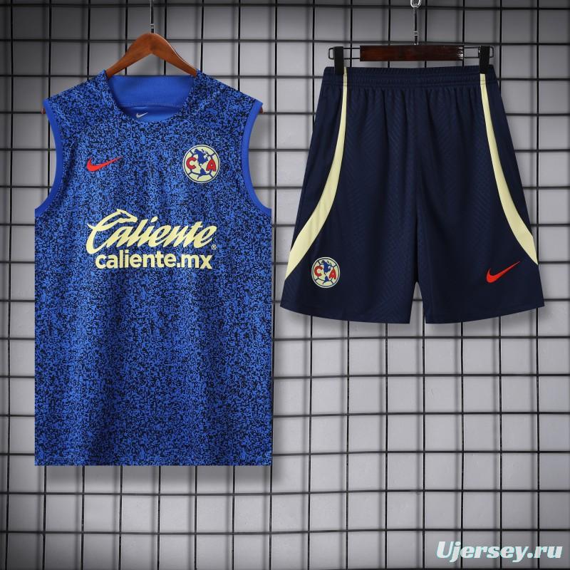 24/25 Club America Blue Vest Jeresy+Shorts