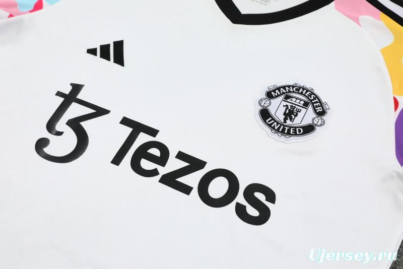 24/25 Manchester United White Short Sleeve Jeresy+Shorts