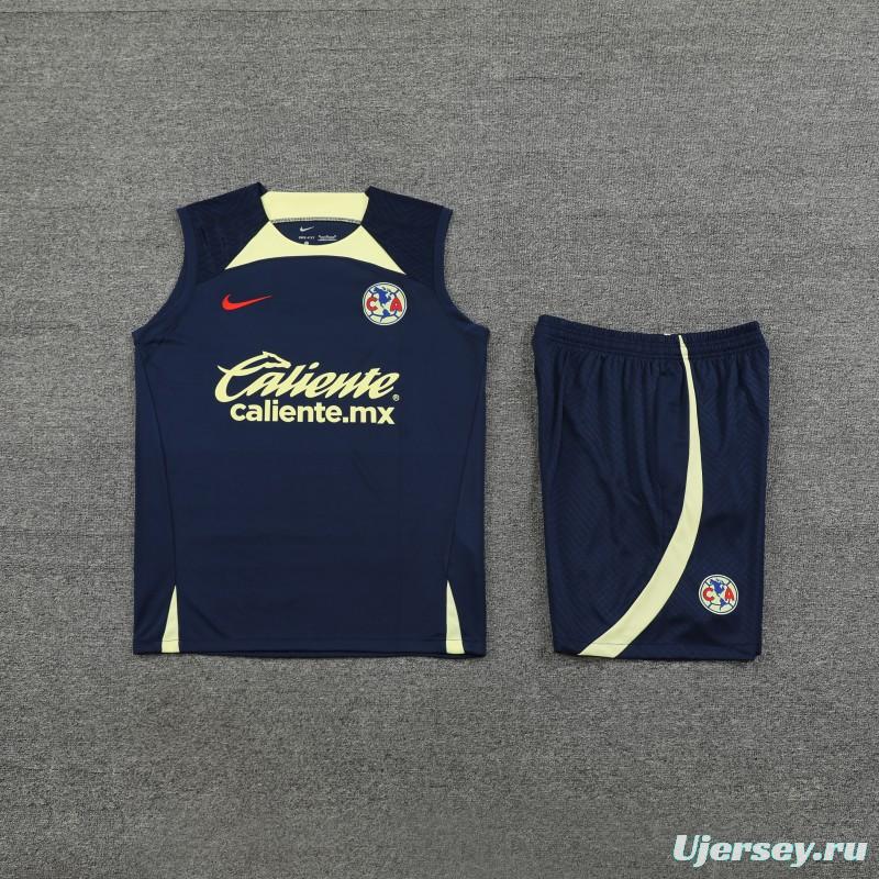 24/25 Club America Navy Vest Jeresy+Shorts