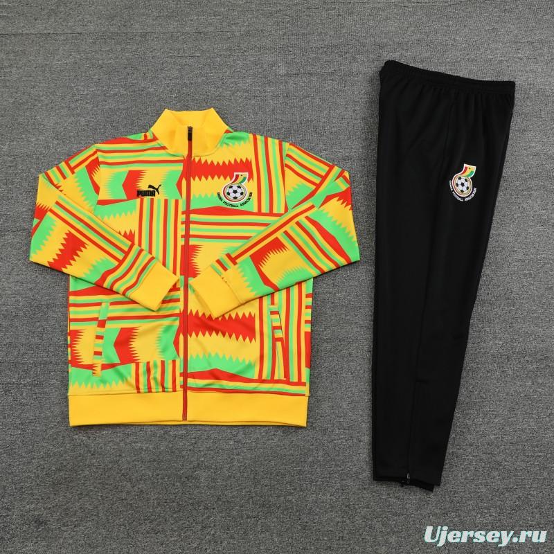 2024 Ghana Yellow  Full Zipper Hoodie Jacket+Pants