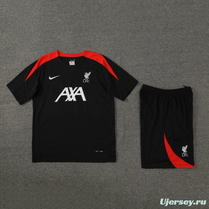 24/25 Liverpool Black Short Sleeve Jeresy+Shorts