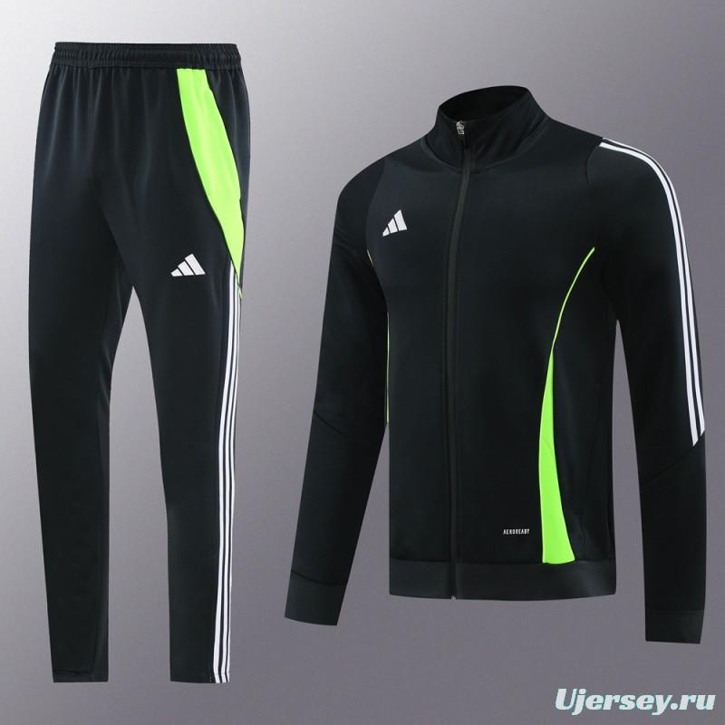 2024 Adidas Black/Green Full Zipper Jacket+Pants