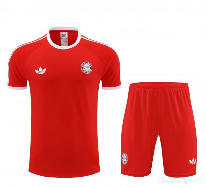 23/24 Bayern Munich Red Cotton Short Sleeve Jersey+Shorts