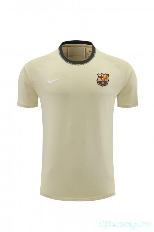 23/24 Barcelona Beige Cotton Short Sleeve Jersey+Shorts