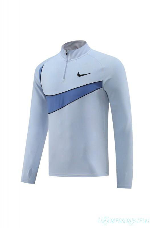 2024 Nike Light Blue Half Zipper Jacket+Pants