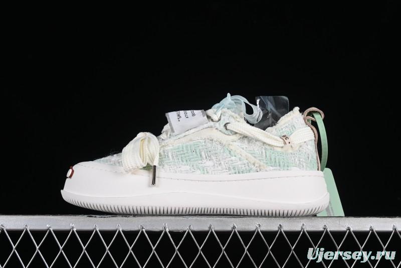 SMILEREPUBLIC Mint Manbo Light Blue Checkered Open Smile Platform Canvas Shoes - G.D4