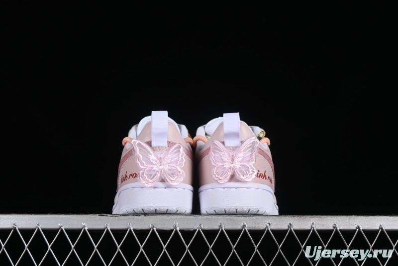 Nike Court Borough Low-Top Slip-Resistant Skate Shoes with Custom Rose Pink Hand-Painted Design - DQ5979-100