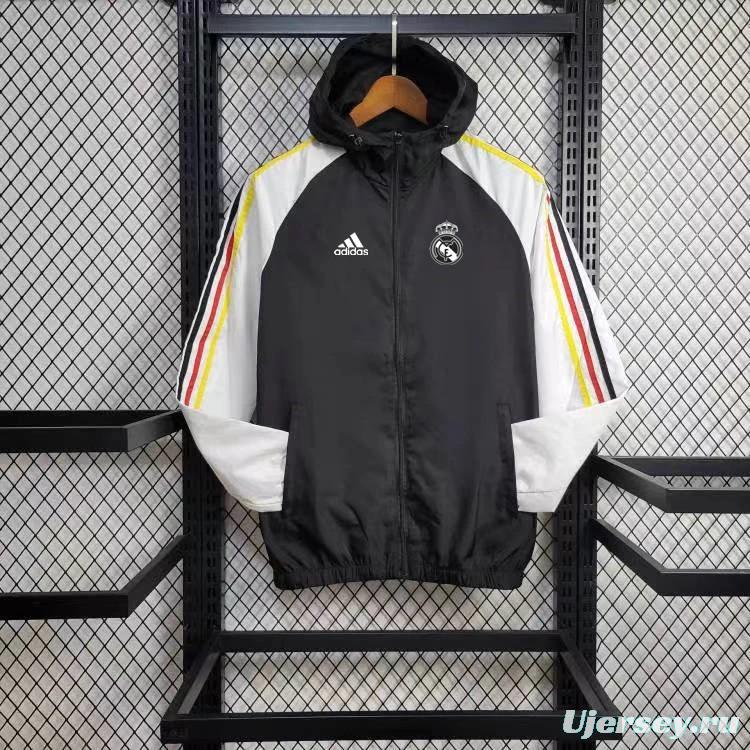 24/25 Real Madrid Black/White Windbreaker