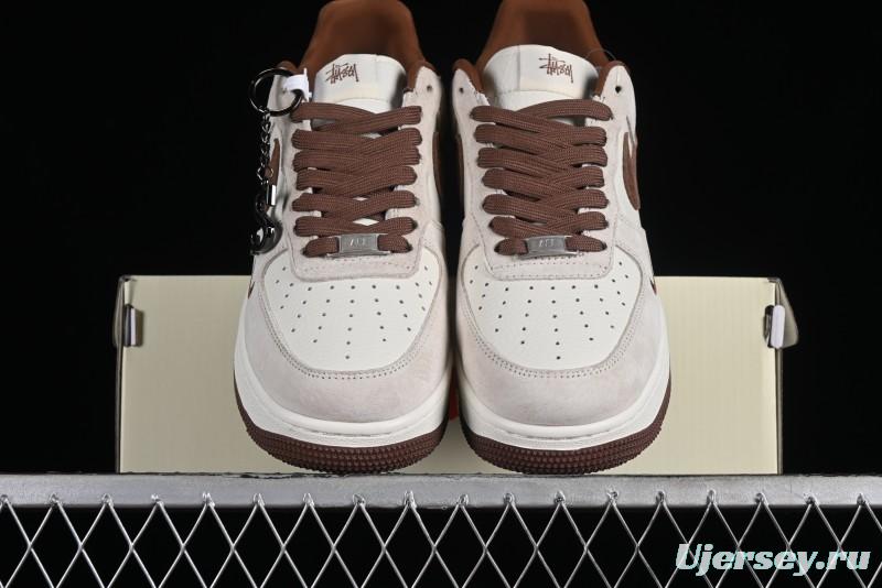 Nike Air Force 1 '07 Low Stussy Collaboration - Coffee Pig Suede Low-Top Casual Sneakers - HD1968-017