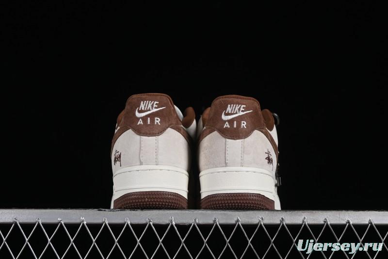 Nike Air Force 1 '07 Low Stussy Collaboration - Coffee Pig Suede Low-Top Casual Sneakers - HD1968-017