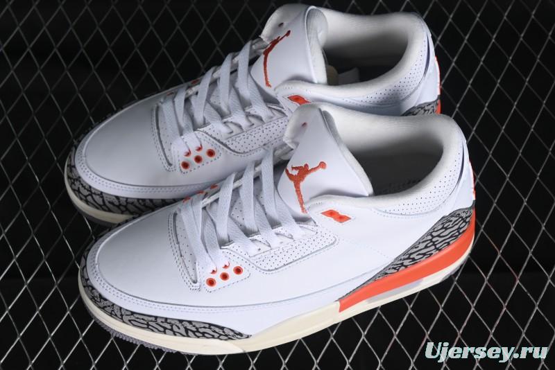 Nike Air Jordan 3 Retro Sneakers in White and Peach Orange - CK9246-121