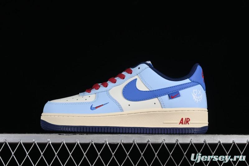 Nike Air Force 1 '07 Low Custom Casual Sneakers "Joker Red" with Full-Length Hexagonal Air Cushion - XL2402-333