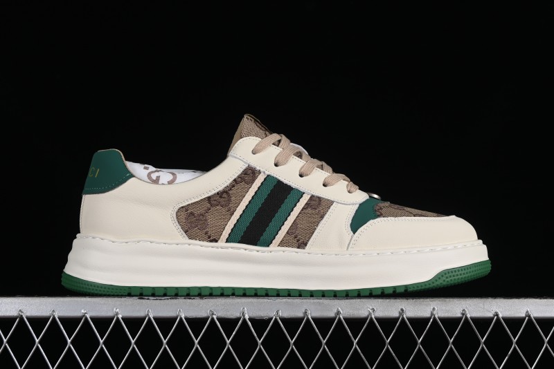 Gucci Chunky B Screener GG Casual Sneakers in Beige and Ebony GG Canvas with Leather Trim - 9Y9209666
