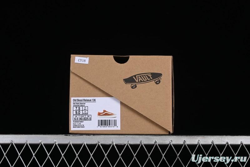 Vans Old Skool Reissue 136 High-End Series Round Toe Orange Canvas Vulcanized Shoes - VN000MT6BKQ