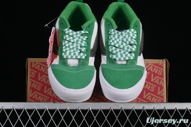 Vans Classics Knu Skool White Green Chunky Tongue Retro Sneakers - VN0009QCV0N
