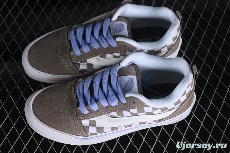 Vans Classics Knu Skool Retro Chunky Sneakers in Light Brown/Lilac Checkerboard - VN0009QC0AK