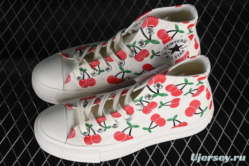 Converse Chuck 1970s Official Cherry Embroidery Platform Vulcanized Canvas Sneakers - A08096C