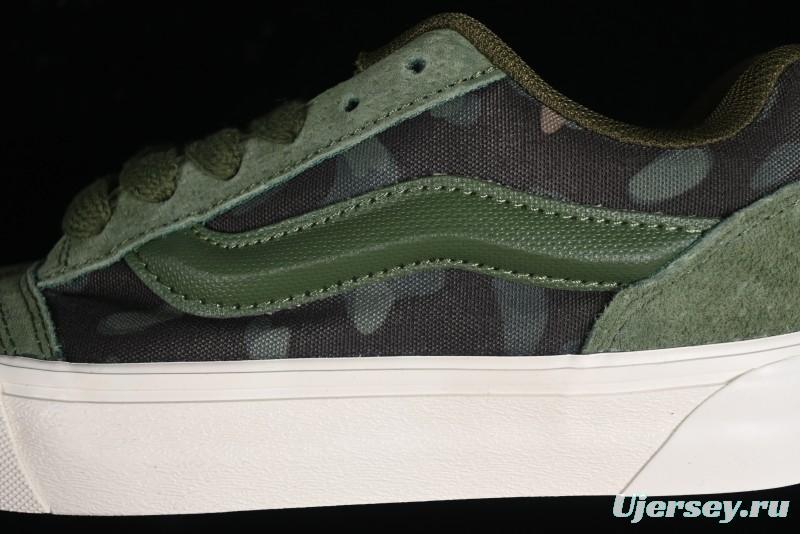 Vans Classics Knu Skool Camo Army Green Chunky Tongue Platform Sneakers - VN0007QC0WD