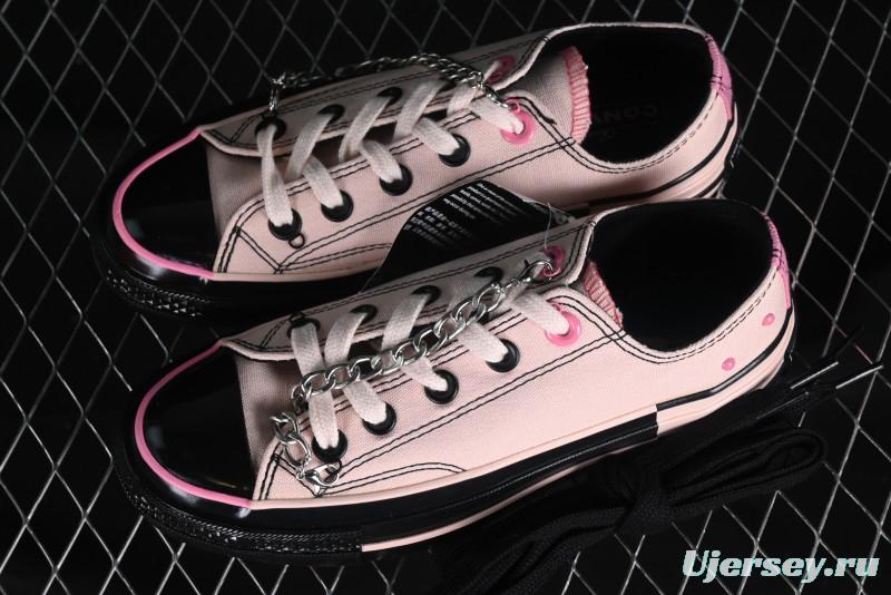 Converse Chuck 70s Low-Top Casual Sneakers with Black-Pink Chain Design - A09542C