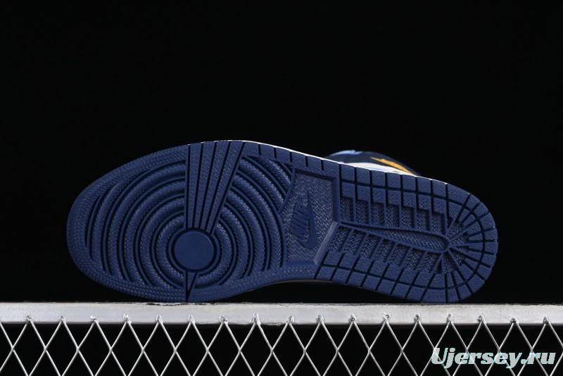 Nike Air Jordan 1 High OG "First in Flight" Basketball Shoes with UNC Blue and Yellow Accents - FD2596-400