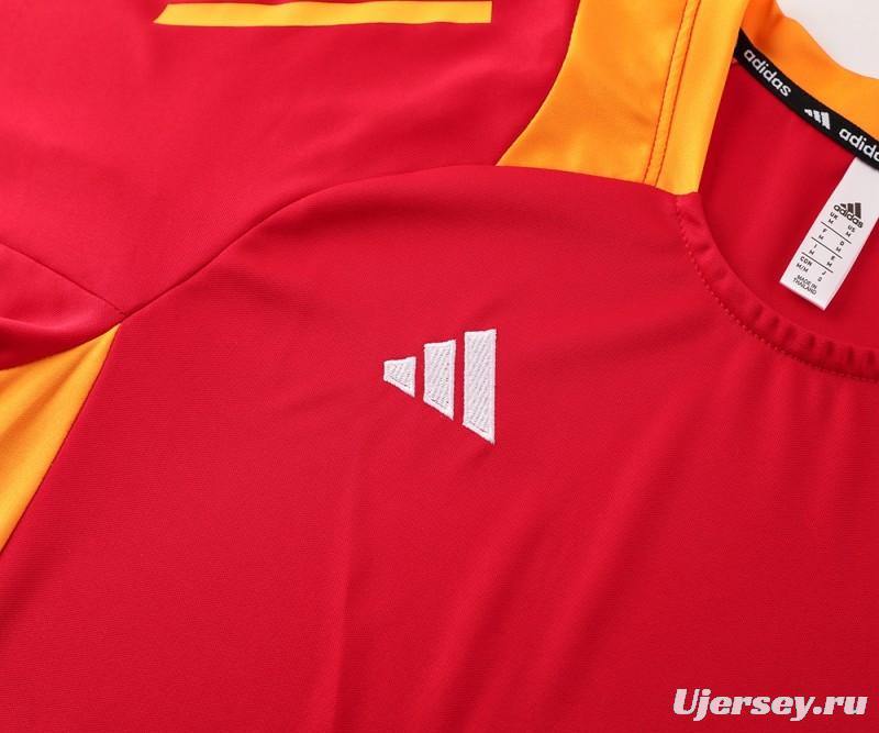 2024 Adidas Red/Yellow Short Sleeve Jersey+Shorts