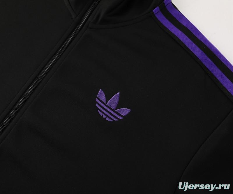 24/25 Adidas Original Black/Purple Full Zipper Jacket +Long Pants