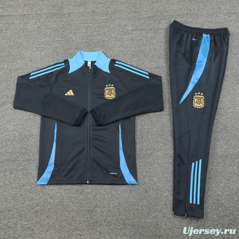 2024 Argentina Black Full Zipper Jacket +Long Pants