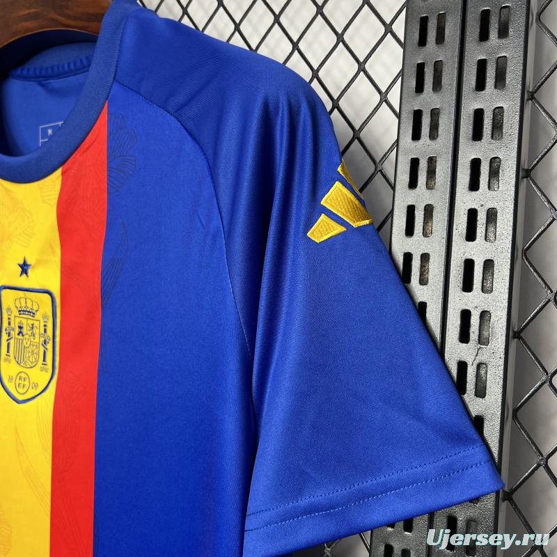 2024 Spain Euro Blue/Red/Yellow Pre-match Training Jersey