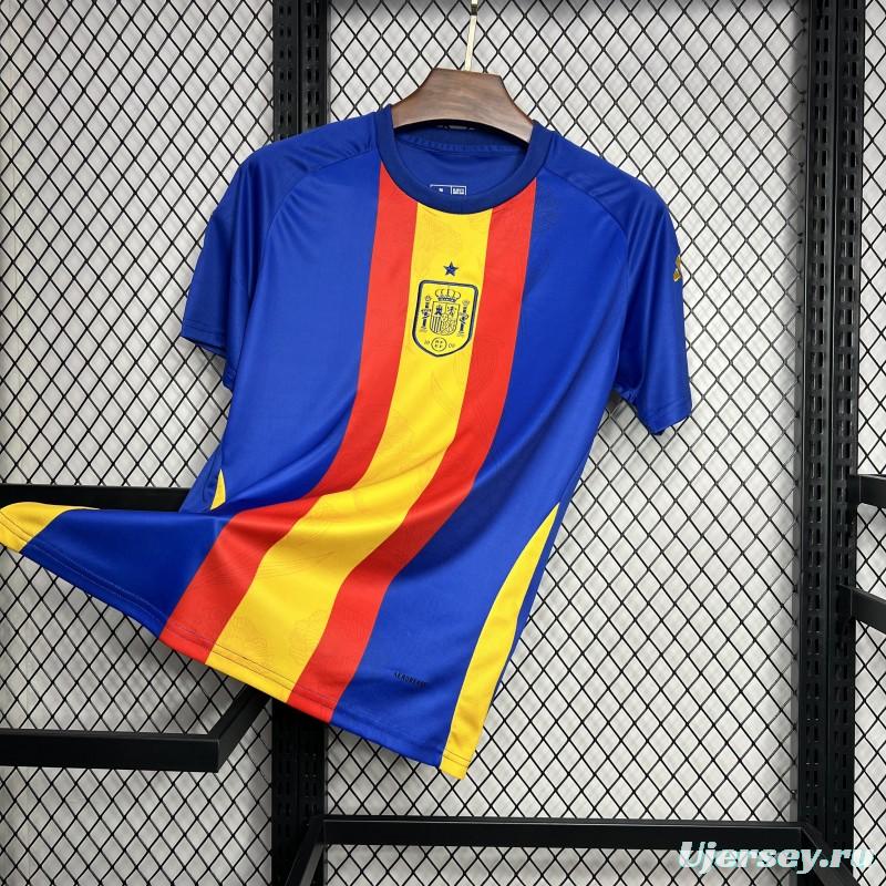 2024 Spain Euro Blue/Red/Yellow Pre-match Training Jersey