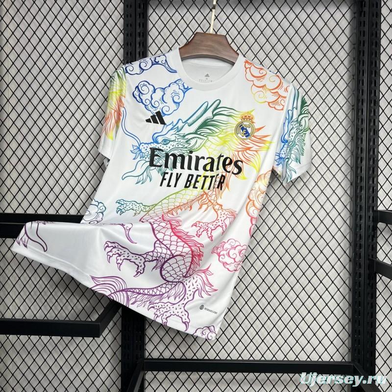 24/25 Real Madrid White Multi-Color Dragon Special Jersey