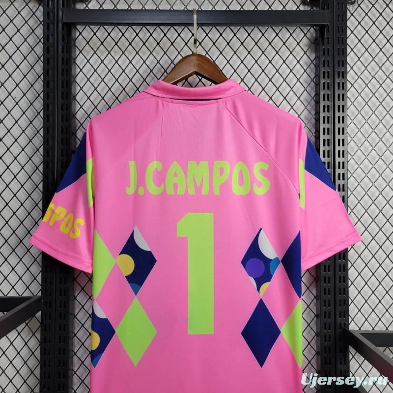 Retro 1992/93 Mexico Goalkeeper CAMPOS 1 Home Pink Jersey