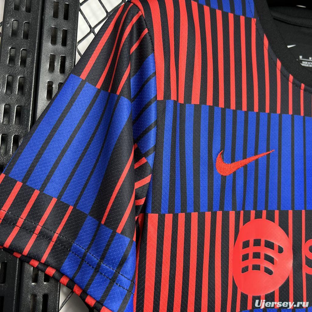 24/25 Barcelona Pre-Match Red/Blue Stripe Jersey