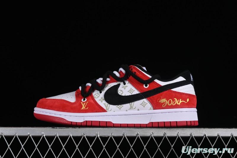 Nike SB Dunk Low Year of the Dragon Limited Edition - Black Swoosh Red Luck High-End Custom Low-Top Casual Sneakers - SJ2068-231