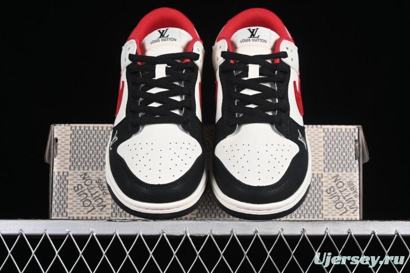 Nike SB Dunk Low LV Collaboration - Beige Black Red Glow in the Dark Anniversary High-End Custom Low-Top Casual Skate Shoes - JH8035-931