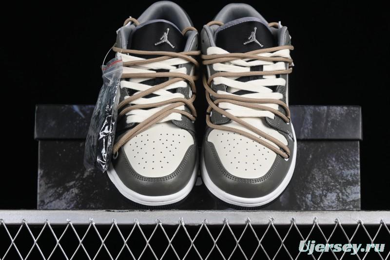 Nike Air Jordan 1 Low Customized Panda Mischief Jungle Adventure Casual Sneakers - 553558-040